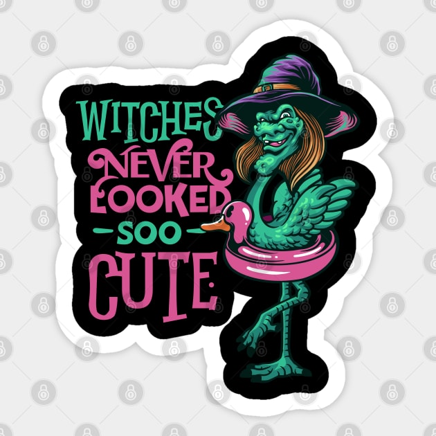 Flamingo Witch - Witches Never Looked So Cute Sticker by obodo